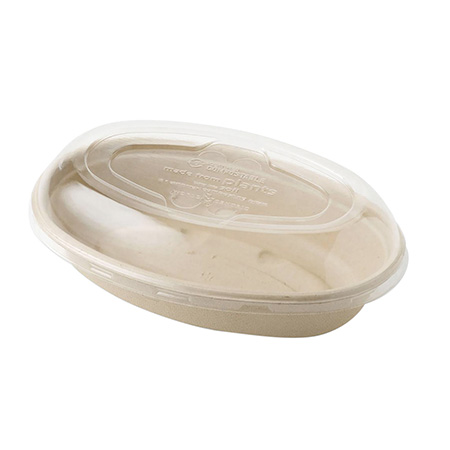 Round Bagasse Bowl Lid, Molded Fiber, Fits 16-24oz.