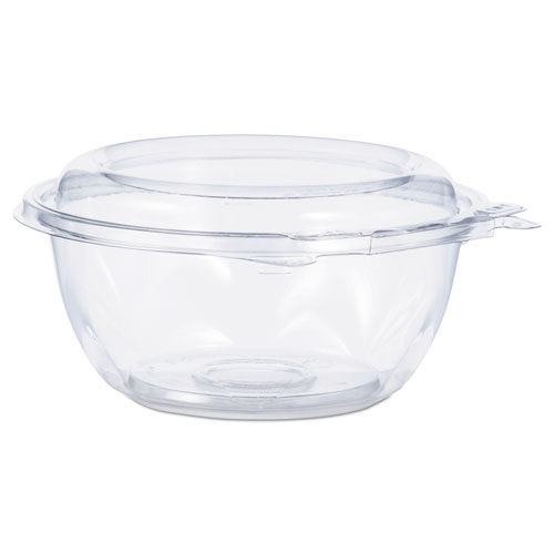 Tamper Tek 11 Ounce Rectangle Take Out Containers, 100 Durable Carryout Containers - Tamper-Evident, Freezable, Clear Plastic To-Go Containers, 3 Comp